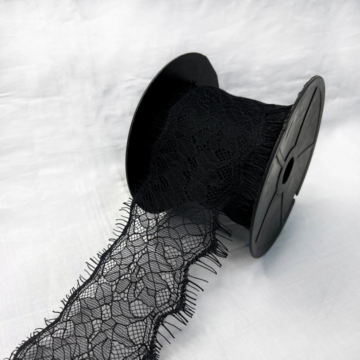 Floral Mesh Black Chantilly Lace