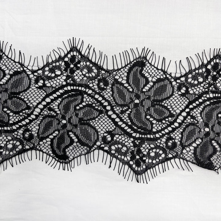 Black Baroque-Inspired Floral Eyelash Lace