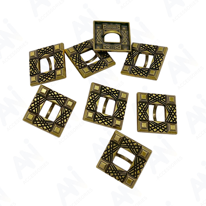 Intricate Square Metal Button for Clothing and Crafts