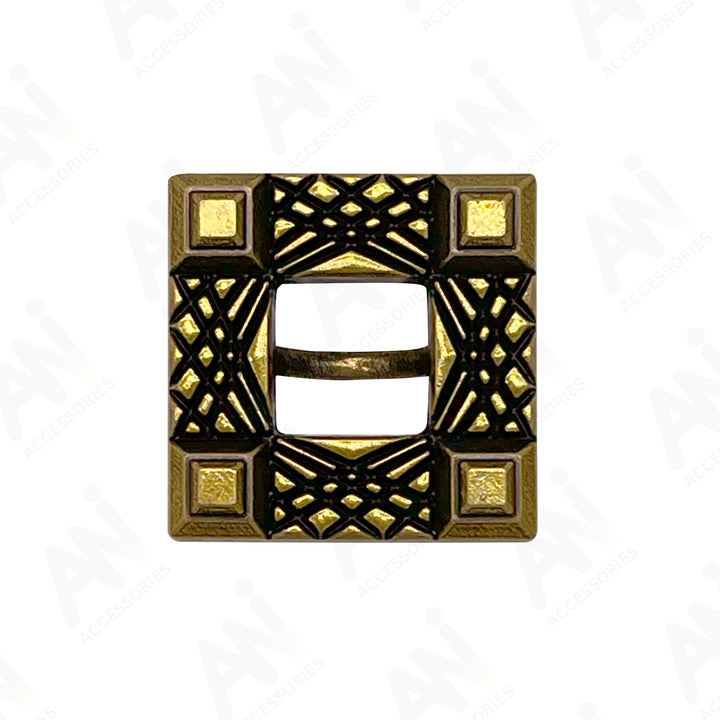 Intricate Square Metal Button for Clothing and Crafts