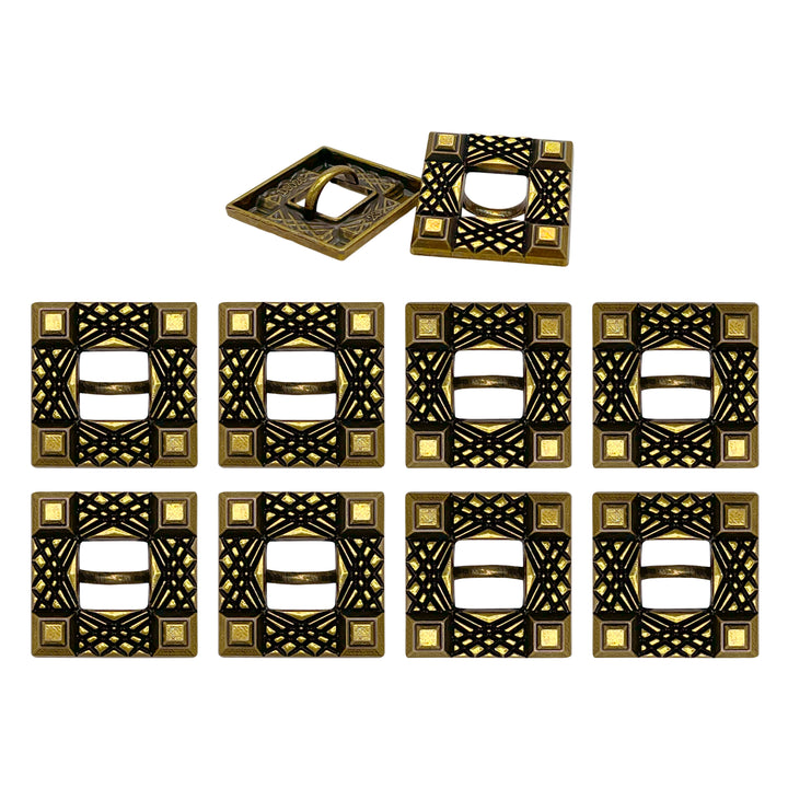 Intricate Square Metal Button for Clothing and Crafts