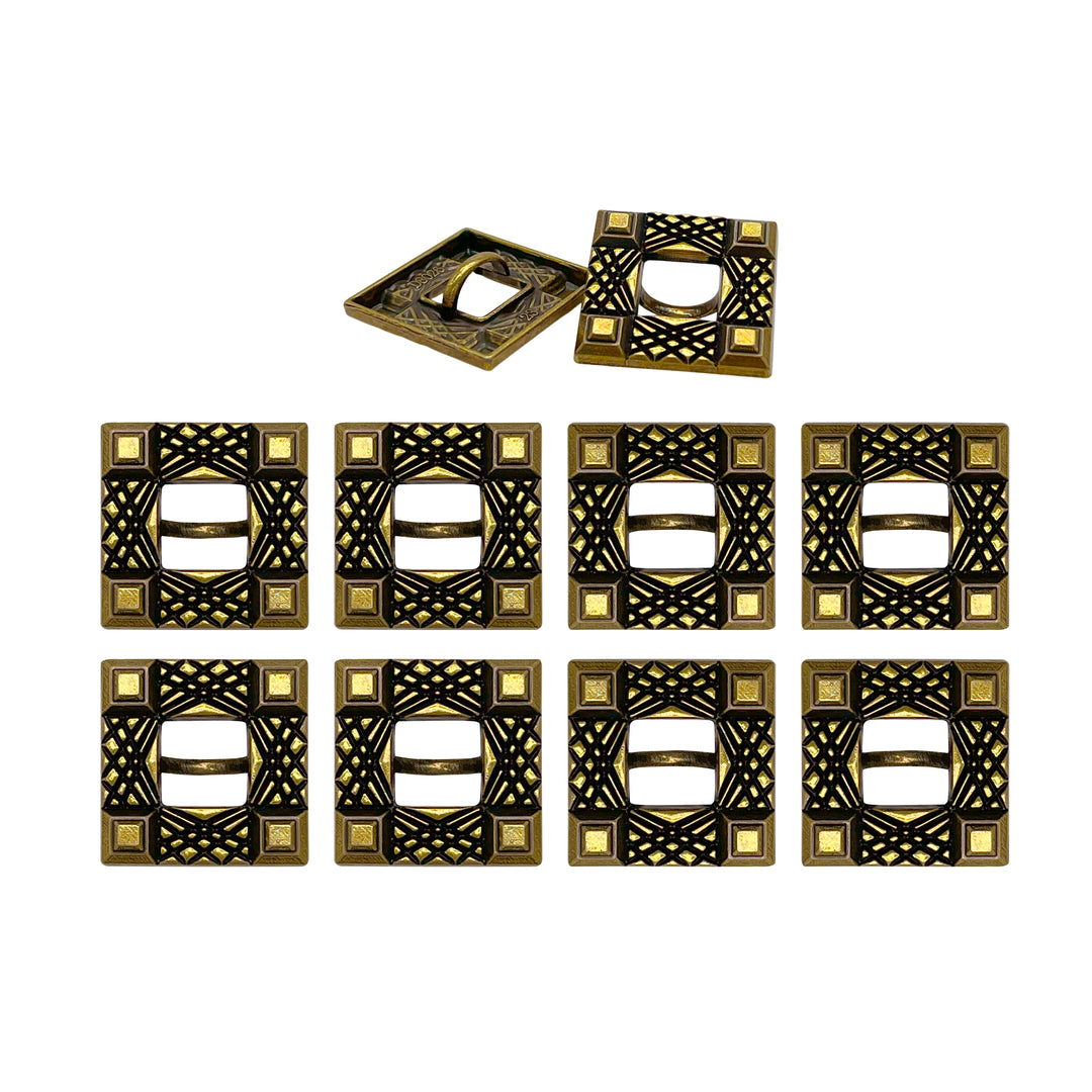 Intricate Square Metal Button for Clothing and Crafts