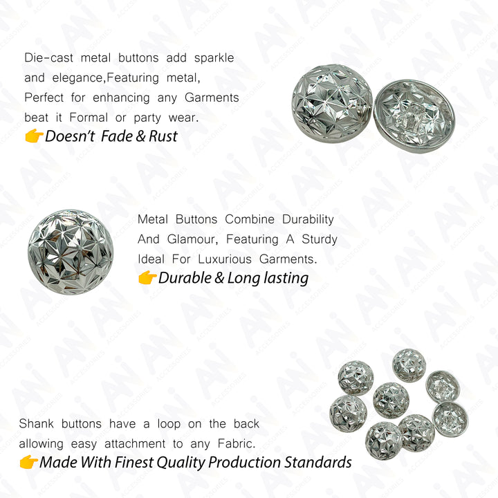 Geometric Metal Buttons for Clothing and Crafts