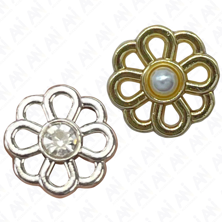 Gold Flower Buttons with Pearls