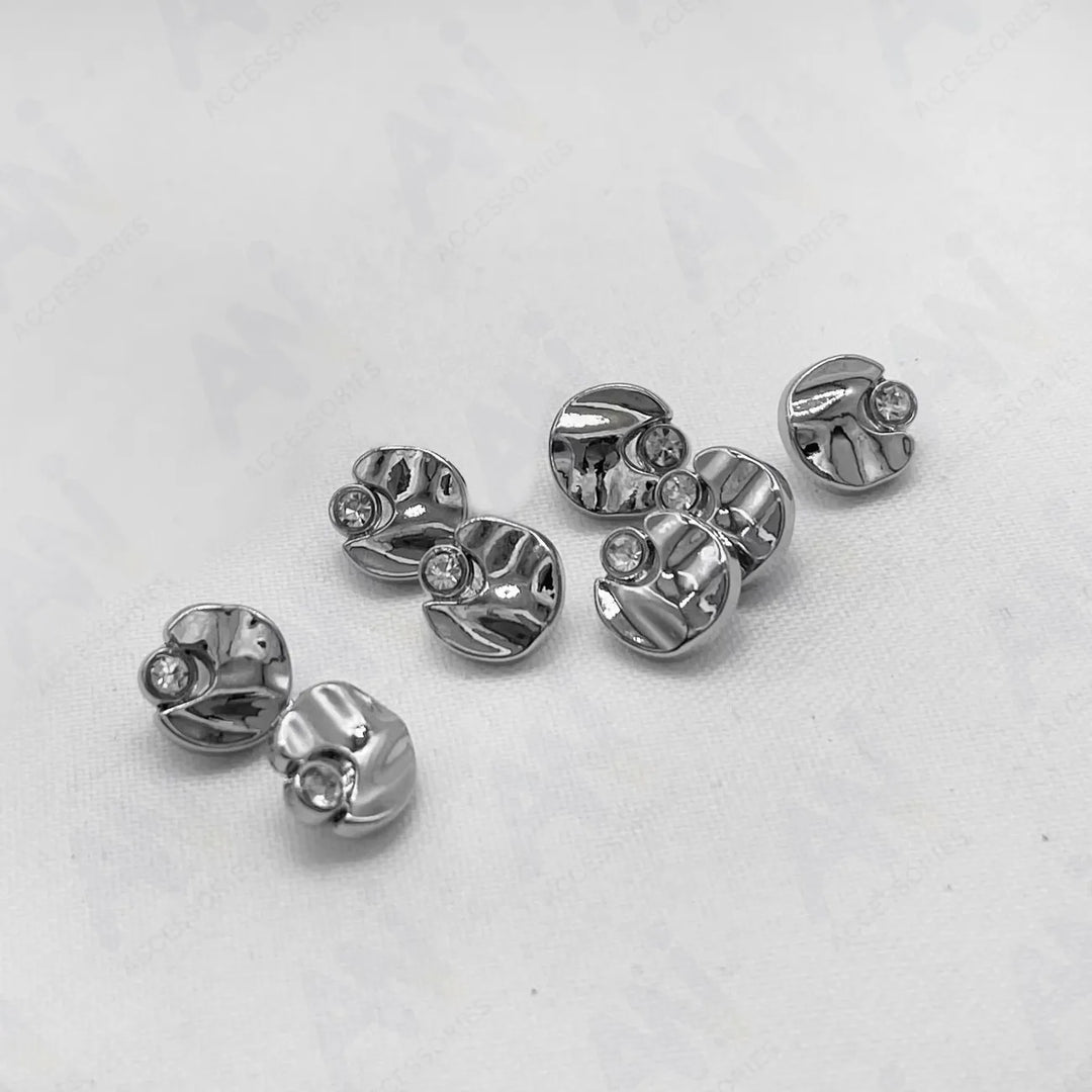 Rhinestone Accents Metal Buttons | 11mm(18L)