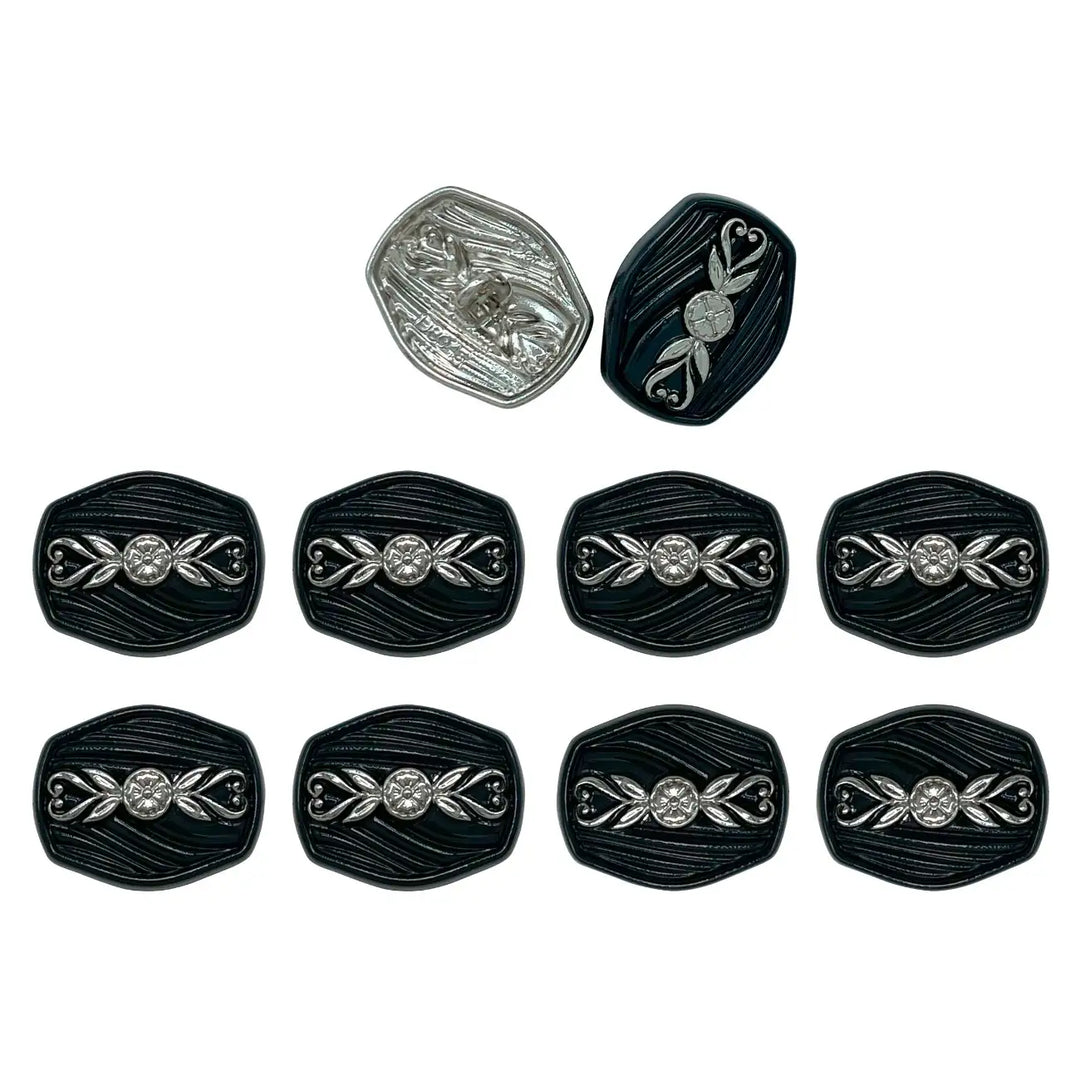 Oval Designer Metal Button with Floral Motif | 18mm(28L) & 23mm(36L)