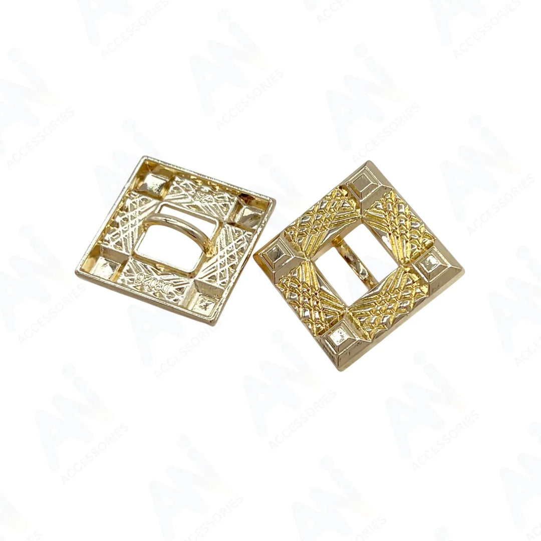 Intricate Square Metal Button for Clothing and Crafts | 18mm(28L) & 23mm(36L)