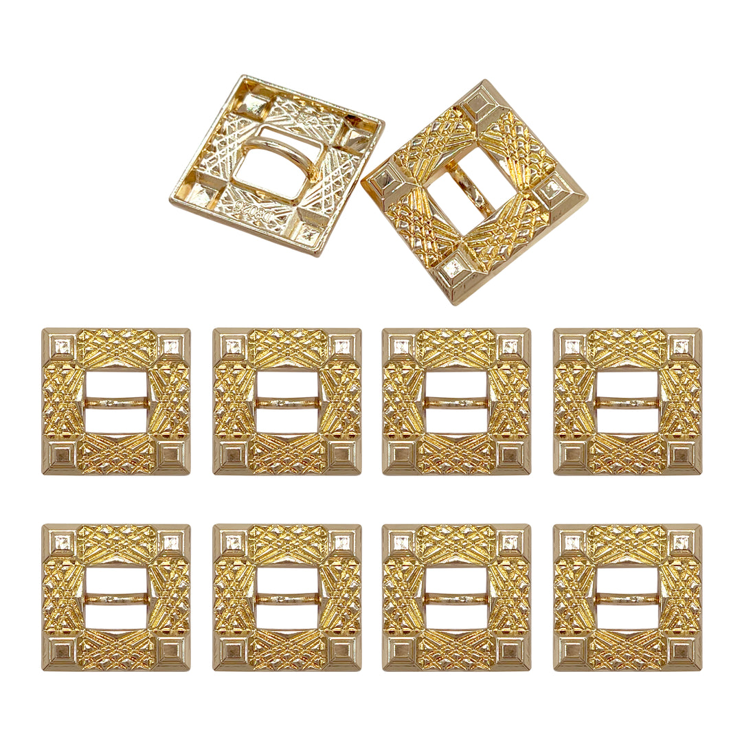 Intricate Square Metal Button for Clothing and Crafts