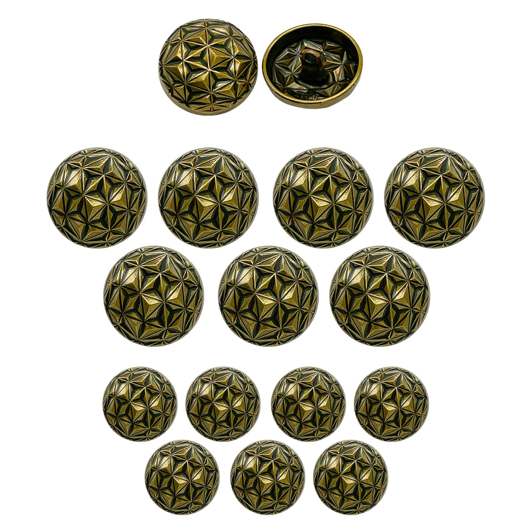 Geometric Metal Buttons for Clothing and Crafts