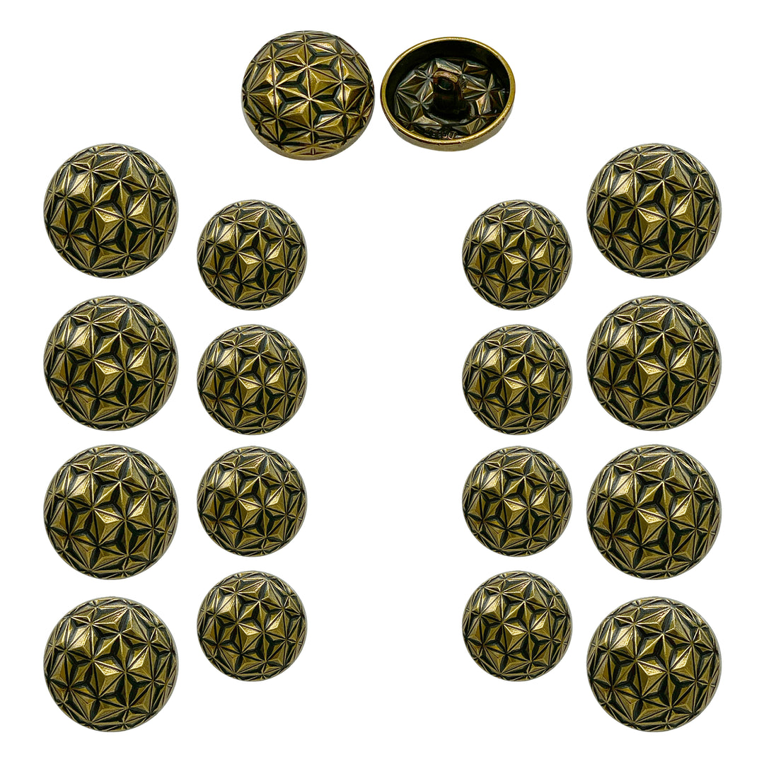 Geometric Metal Buttons for Clothing and Crafts