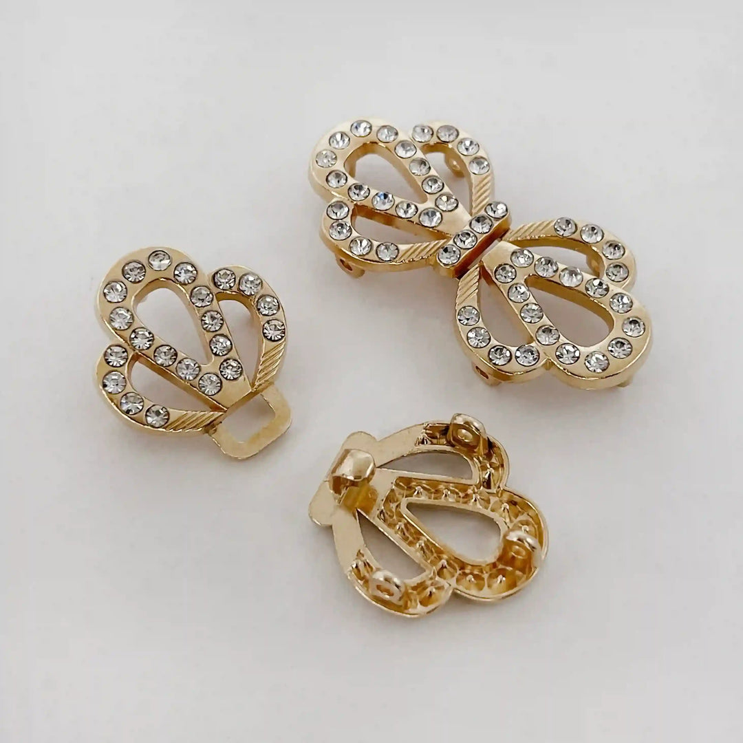 Sparkling Infinity Crystal Metal Frog Closure Buttons
