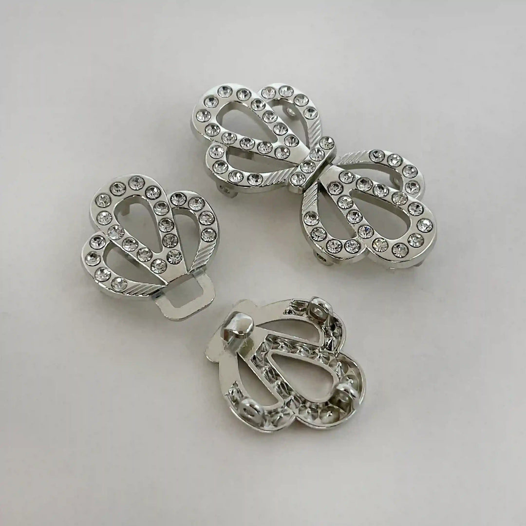 Sparkling Infinity Crystal Metal Frog Closure Buttons
