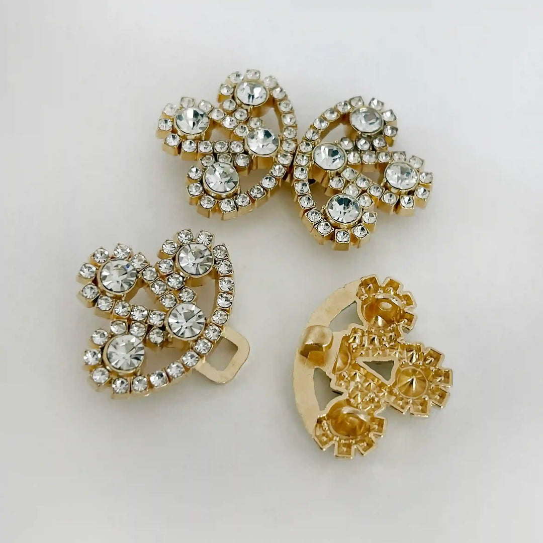 Bow Inspire Rhinestone Metal Frog Closure Buttons
