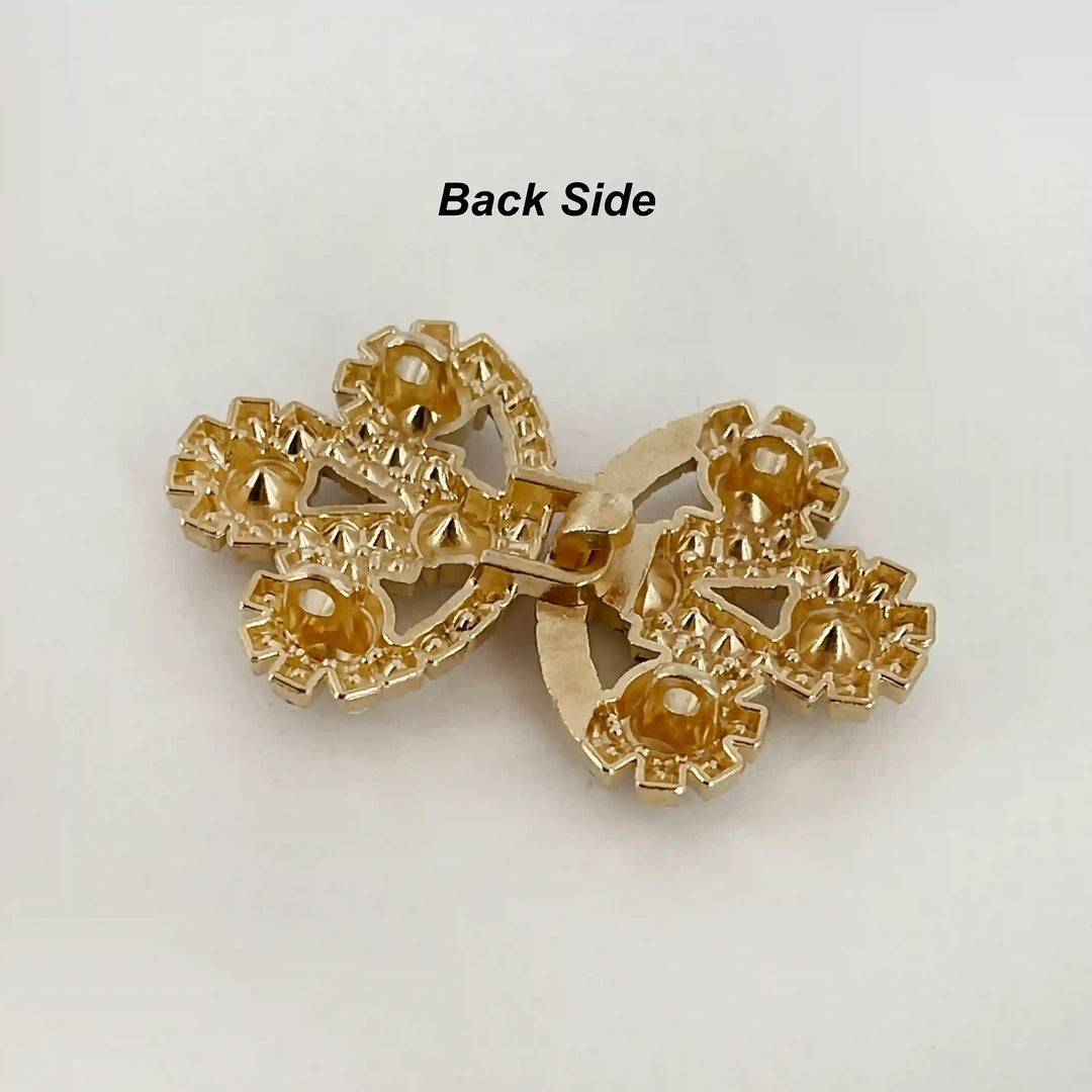 Bow Inspire Rhinestone Metal Frog Closure Buttons