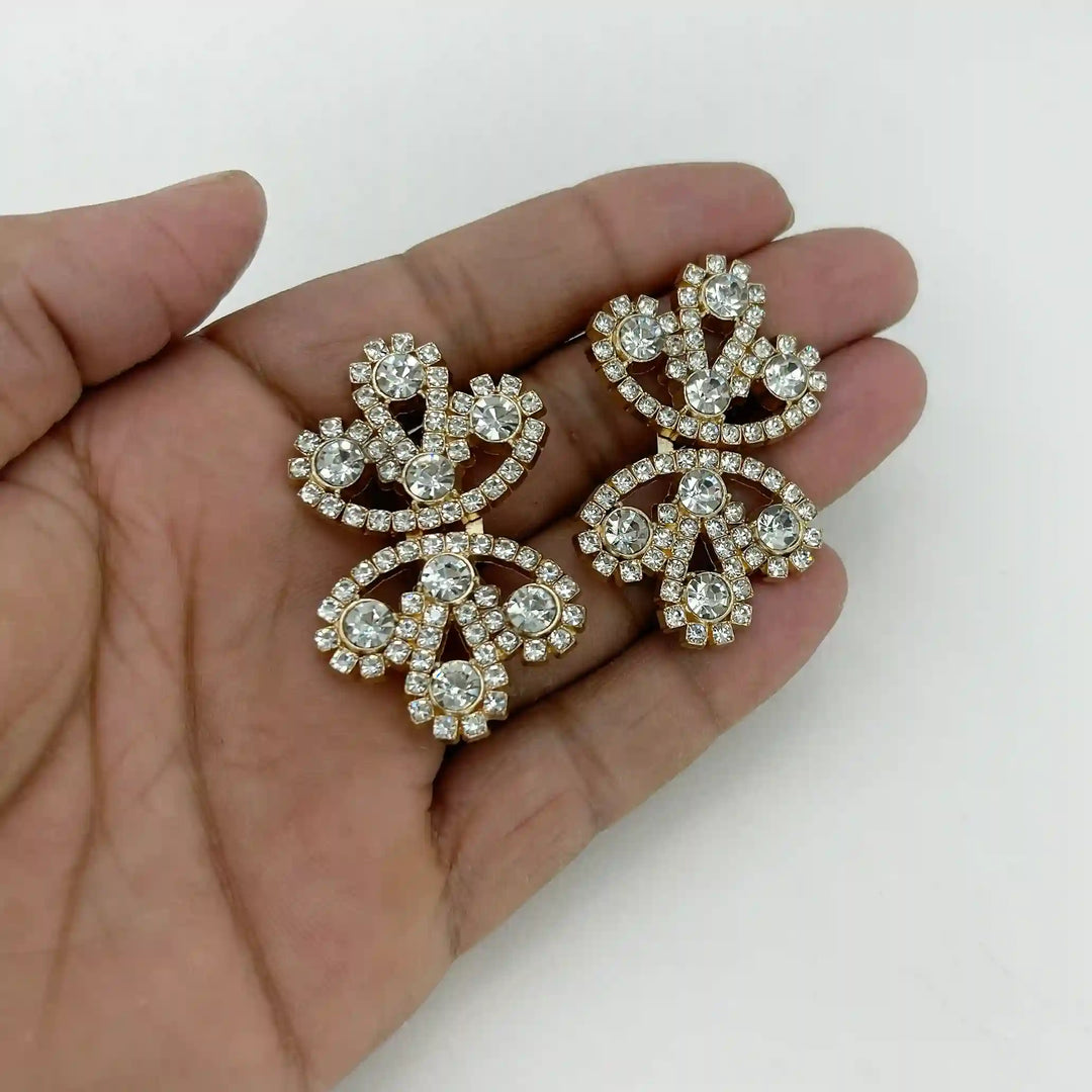 Bow Inspire Rhinestone Metal Frog Closure Buttons