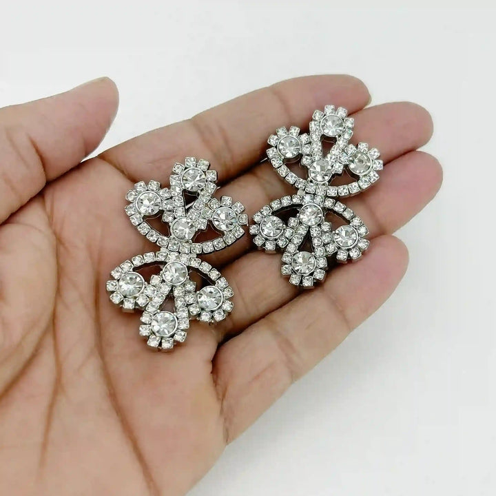 Bow Inspire Rhinestone Metal Frog Closure Buttons