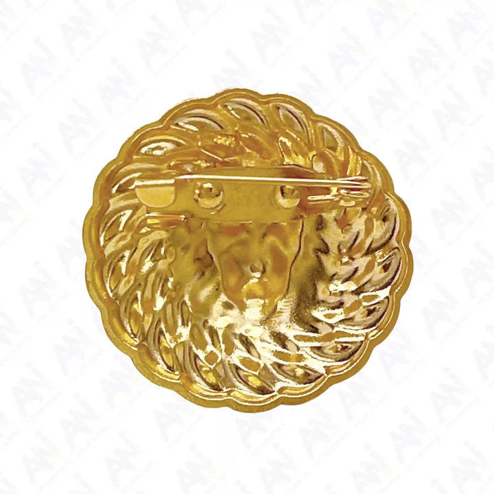 Lion Head Shiny Gold Metal Brooch