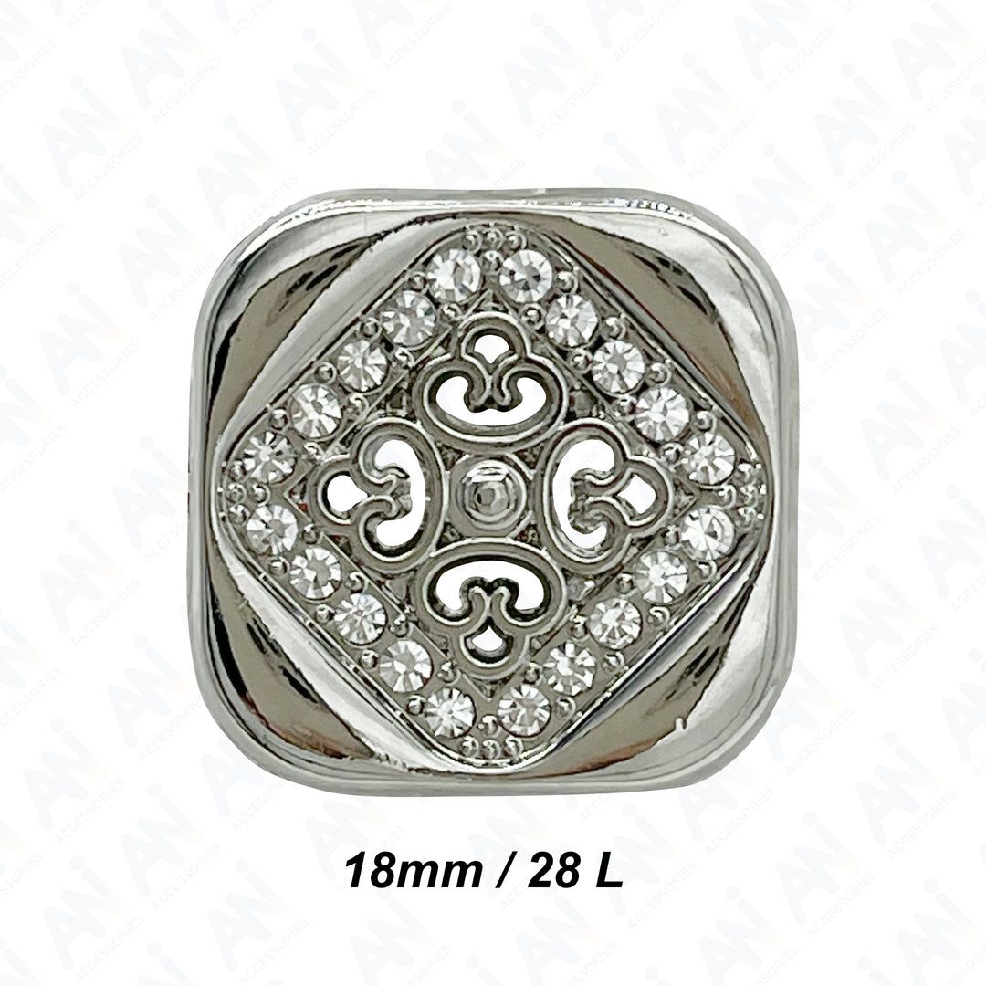 Square Crystal Metal Buttons