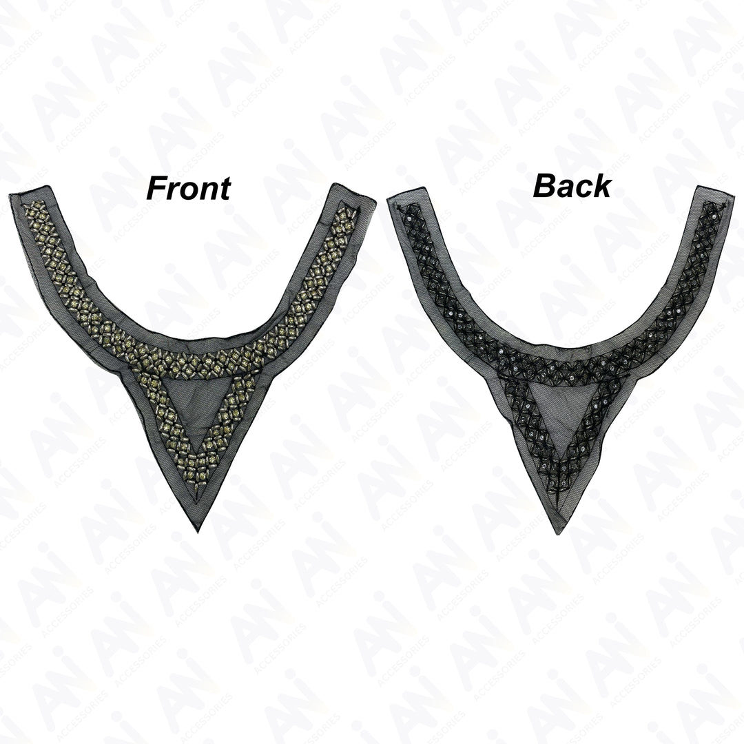 Rhombus and Triangle Beaded Round Neckline