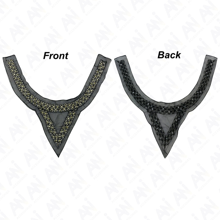 Rhombus and Triangle Beaded Round Neckline