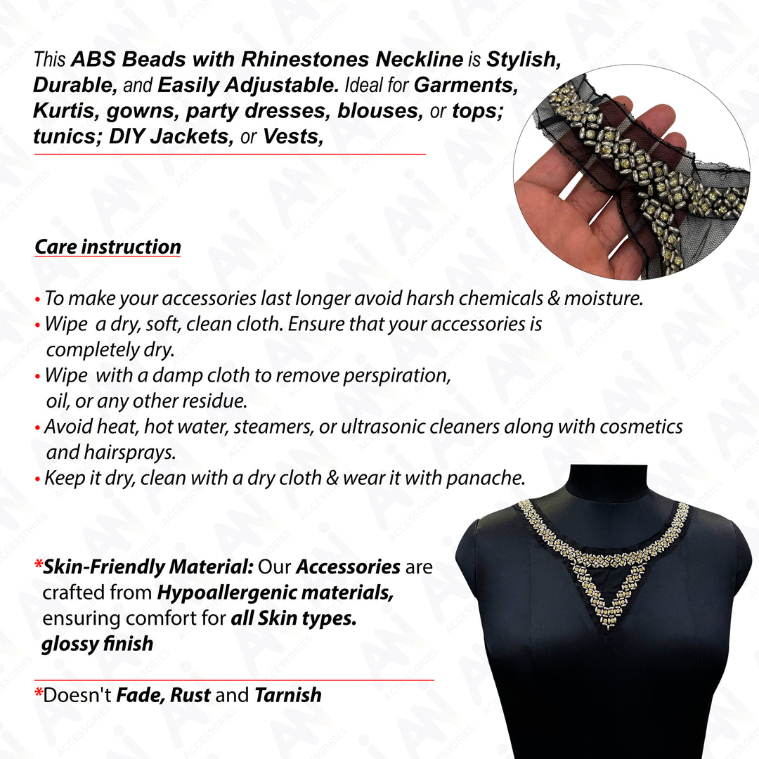 Rhombus and Triangle Beaded Round Neckline