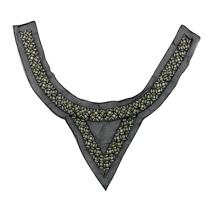 Rhombus and Triangle Beaded Round Neckline