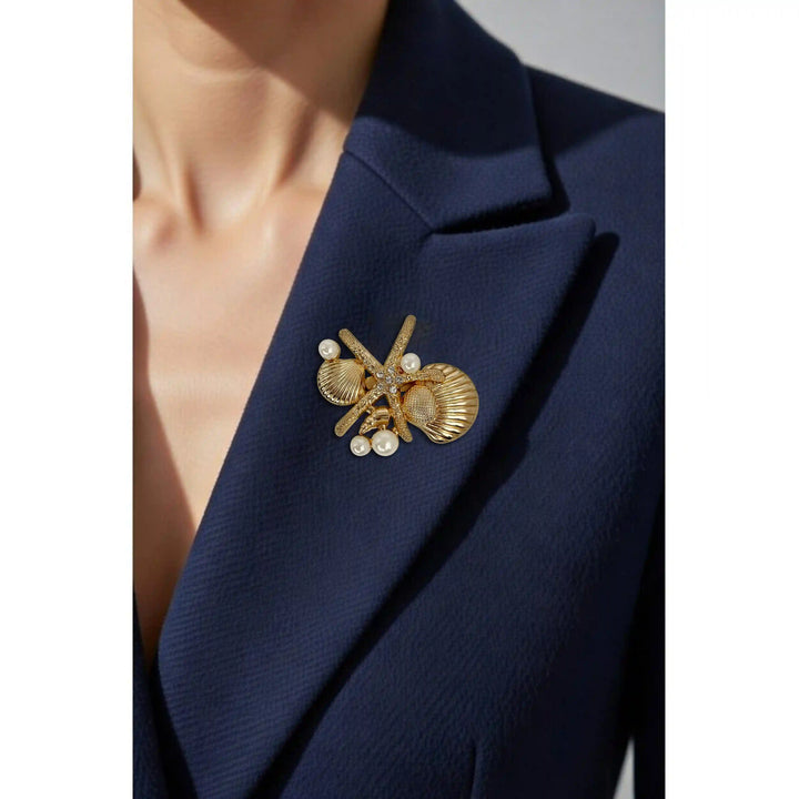 Nautical Pearl Starfish Brooch
