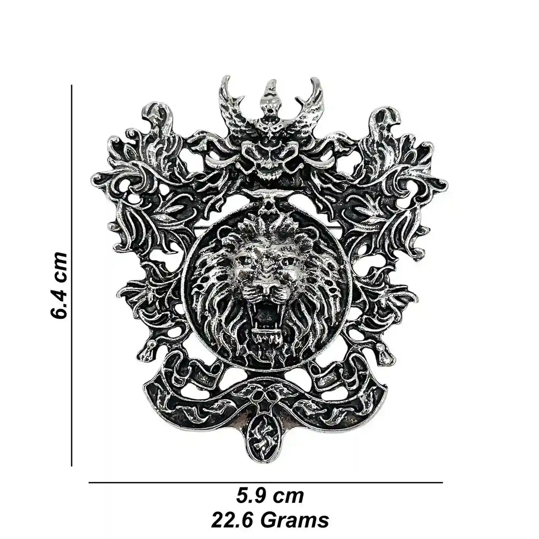 Heraldic Lion Crest Brooch