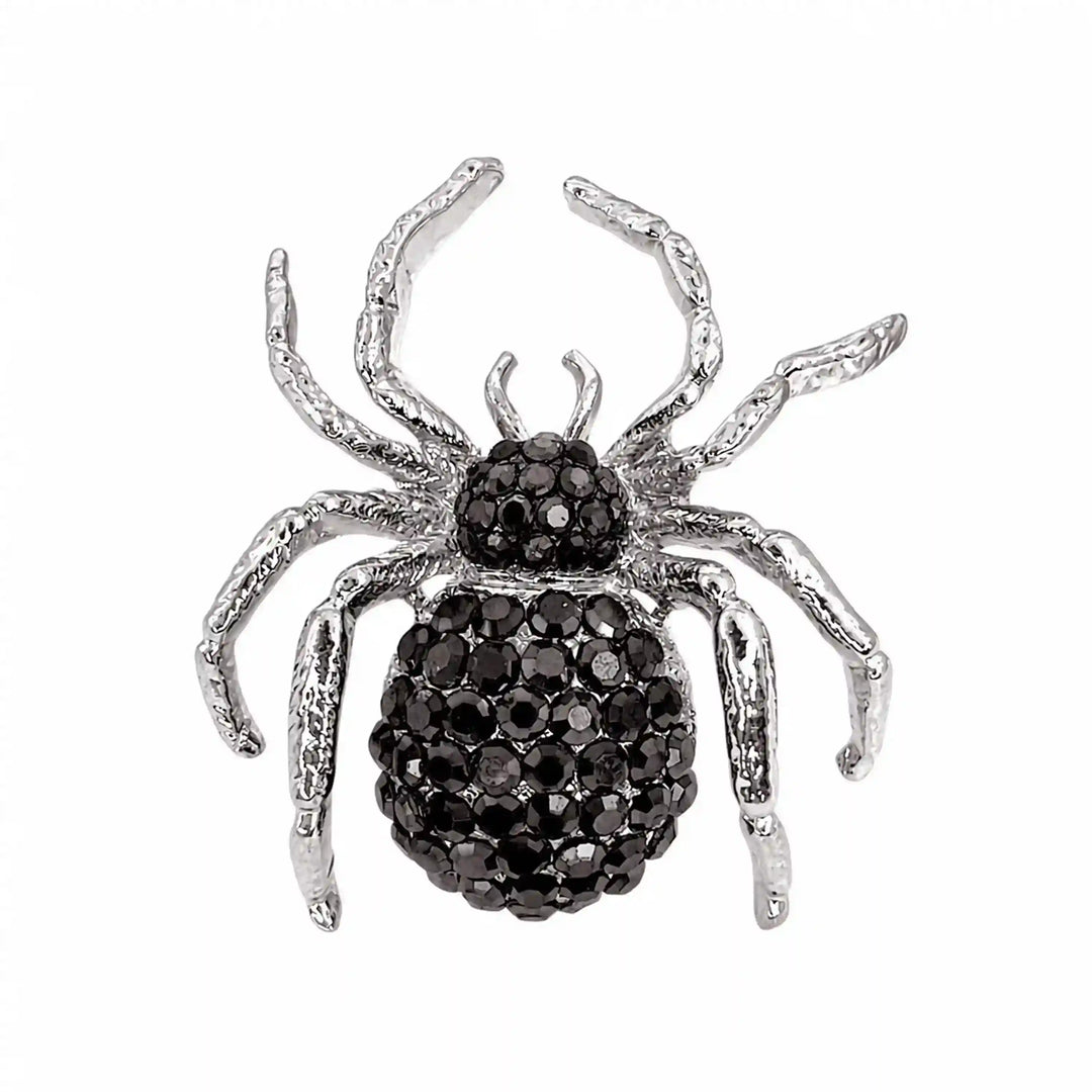 Rhinestone Spider Brooch