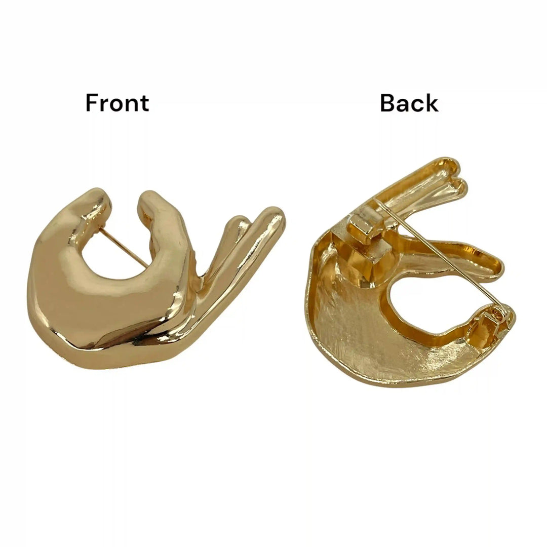 OK Hand Gesture Metal Brooch
