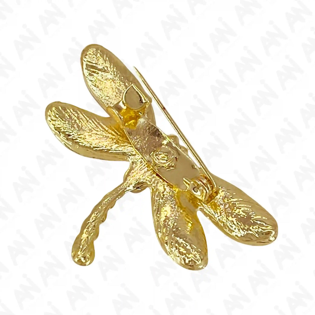 Dragonfly Pearl with Rhinestone Accent Brooch