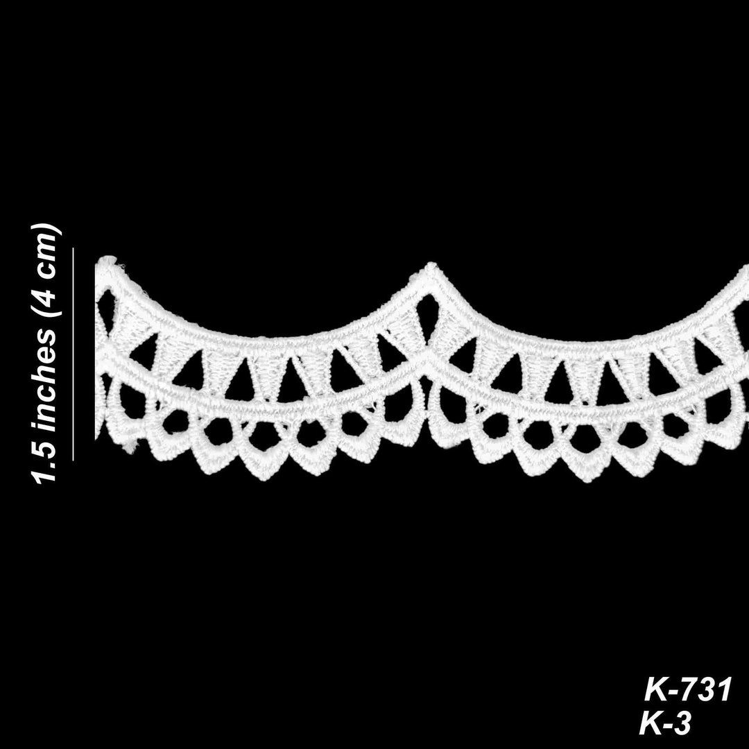 2 Meter | Crown-Edge Geometric Spun Poly Lace | 1.5 Inch | SKU-K3/731