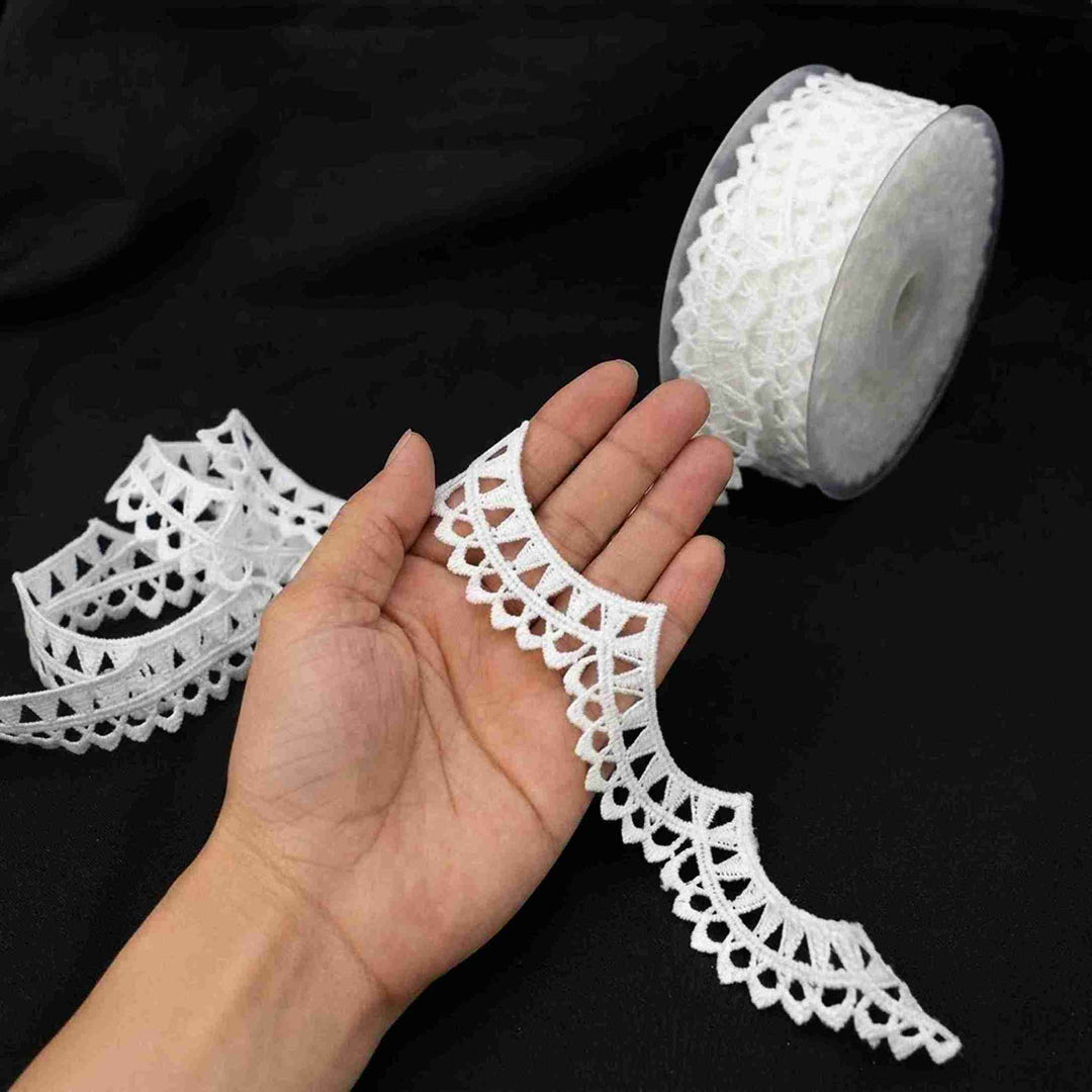 2 Meter | Crown-Edge Geometric Spun Poly Lace | 1.5 Inch | SKU-K3/731