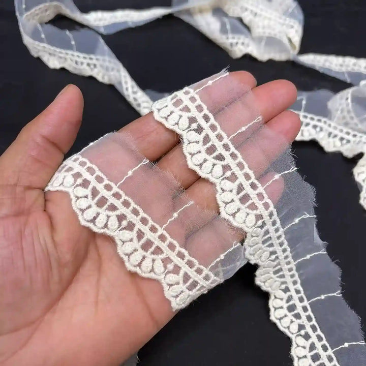 Delicate Scallop Organza Lace | 2 Meters | CE-1