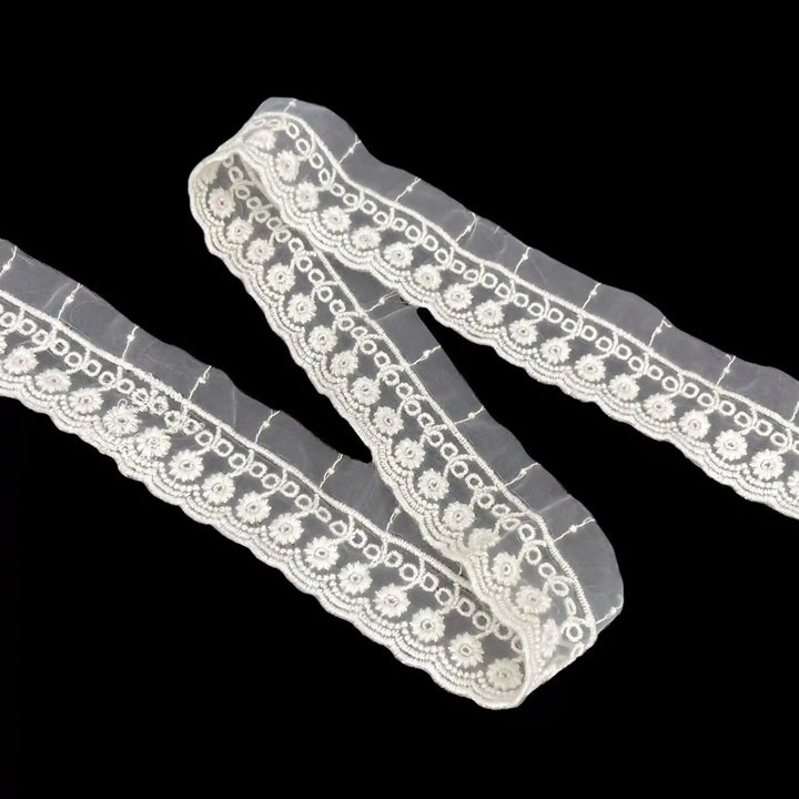 Floral Border Organza Lace | 2 Meters | SKU-CE-5