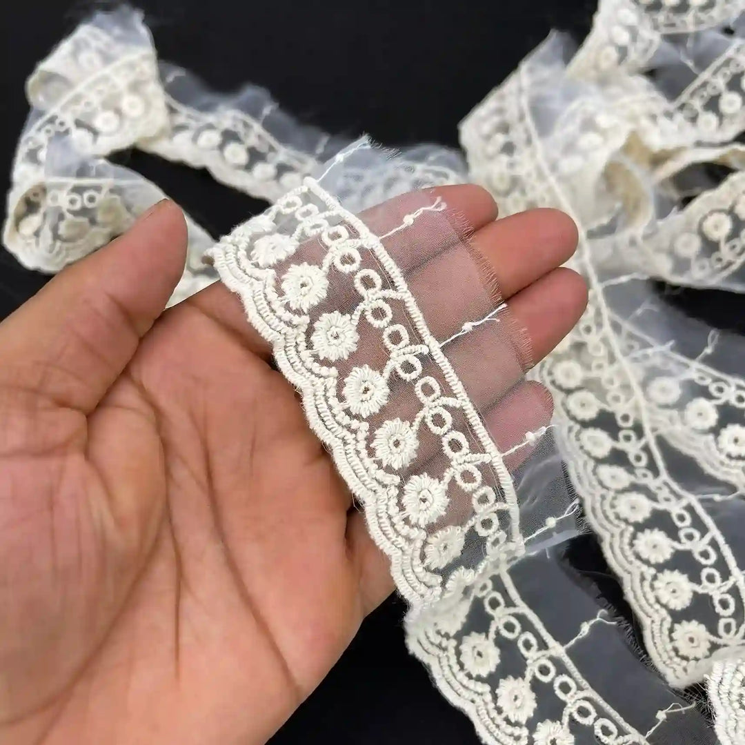 Floral Border Organza Lace | 2 Meters | SKU-CE-5