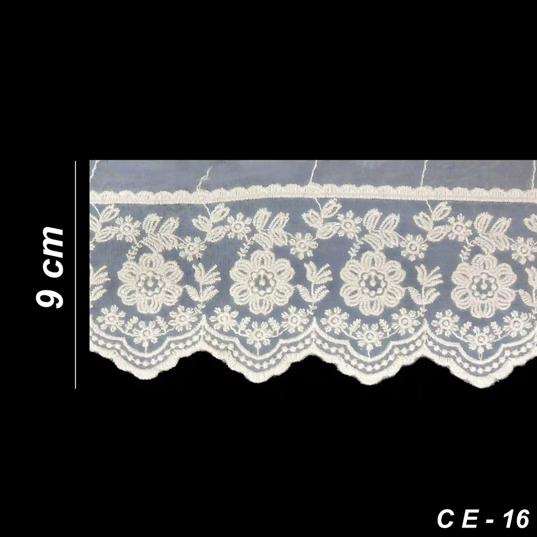 Sheer Organza Embroidered Trim | 2 Meters | CE-16