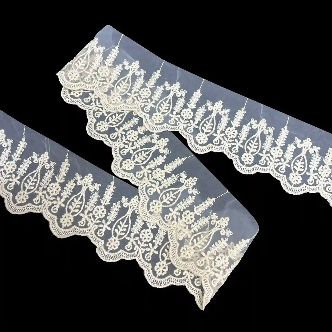 Floral Scallop Net Organza Lace | 2 Meters | CE-12