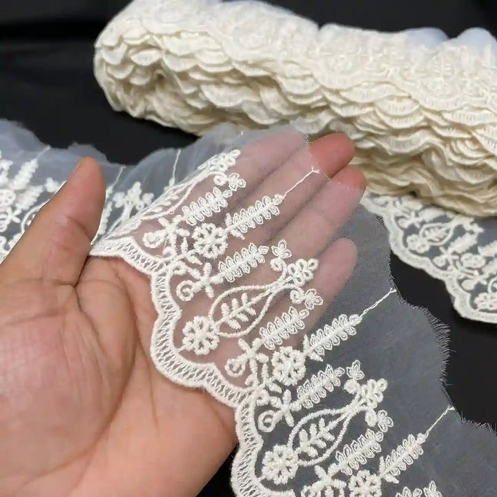 Floral Scallop Net Organza Lace | 2 Meters | CE-12