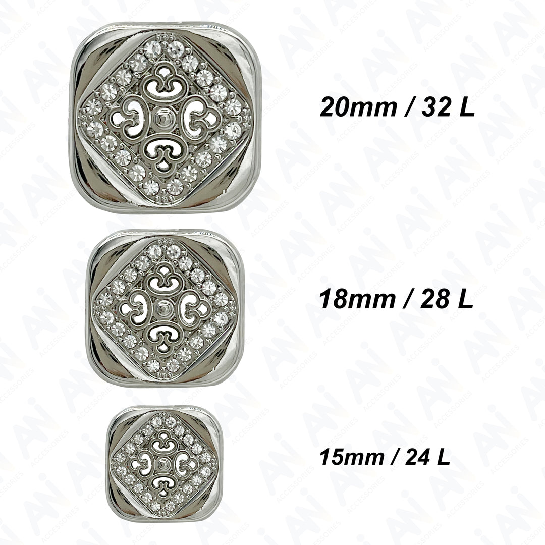 Square Crystal Metal Buttons