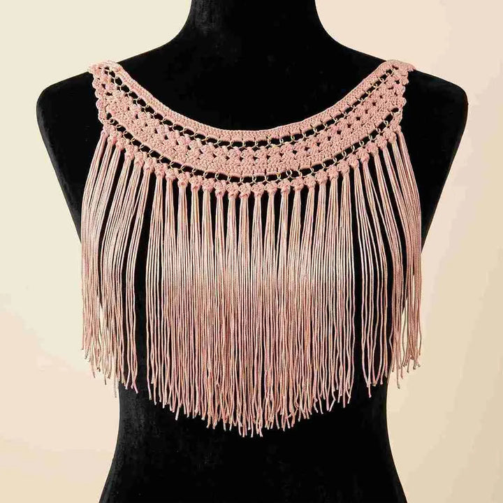 Dusty Pink Fringe Scoop Neckline Patch