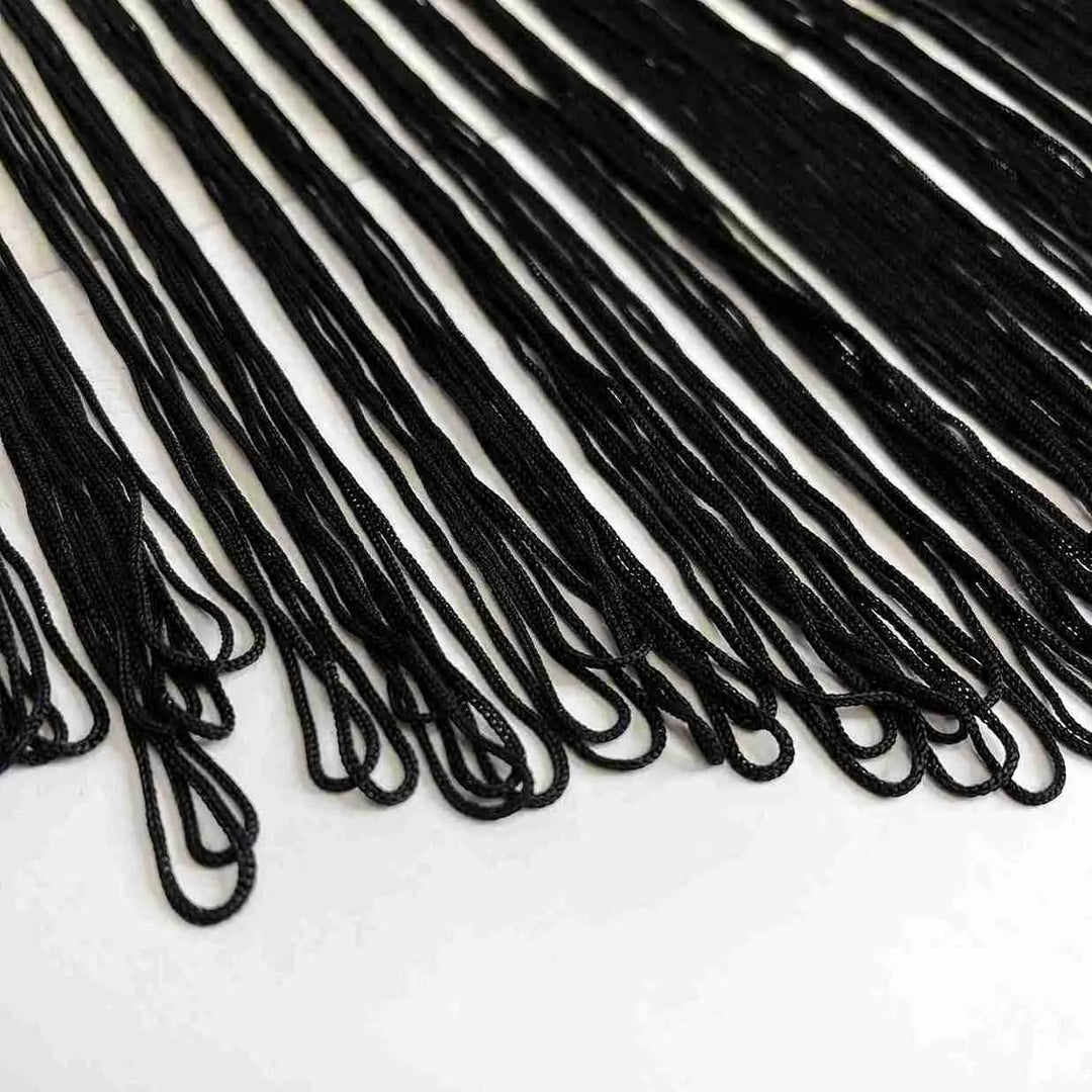 Black Crochet Fringe Scoop Neckline Patch