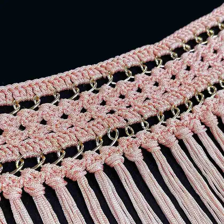 Dusty Pink Fringe Scoop Neckline Patch