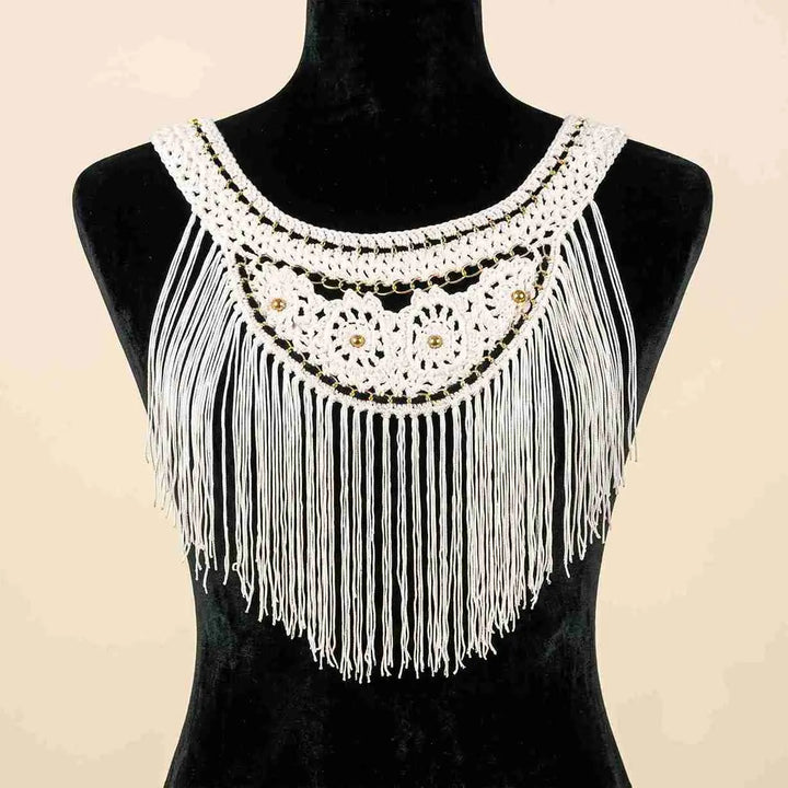 Boho Floral Fringe Neckline Patch