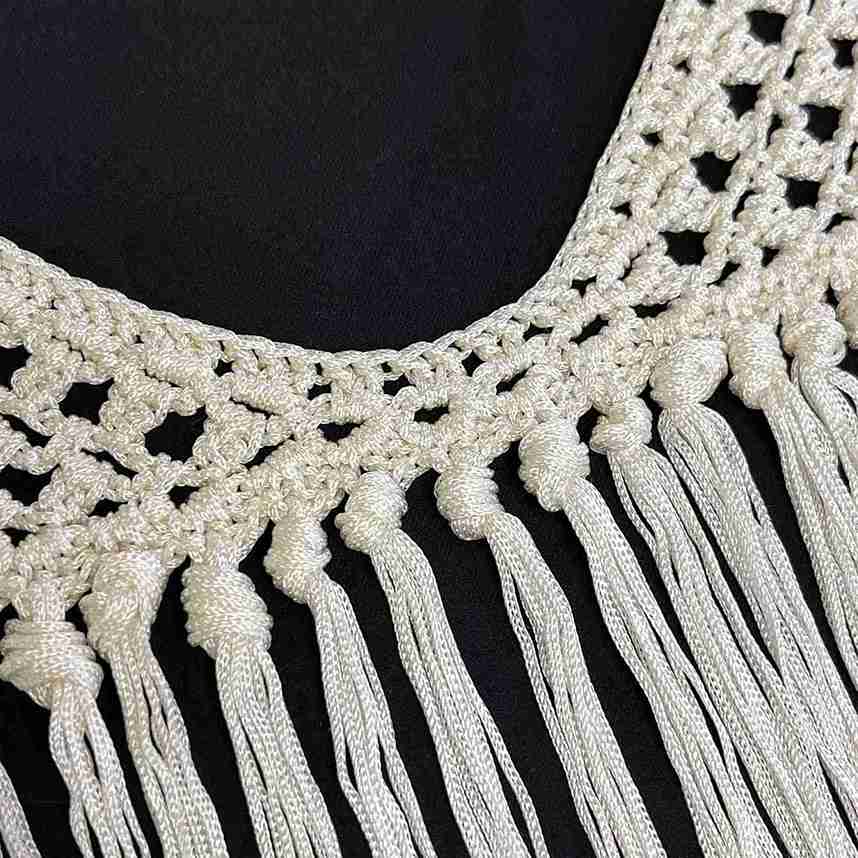 V-Neck Fringe Neckline Lace