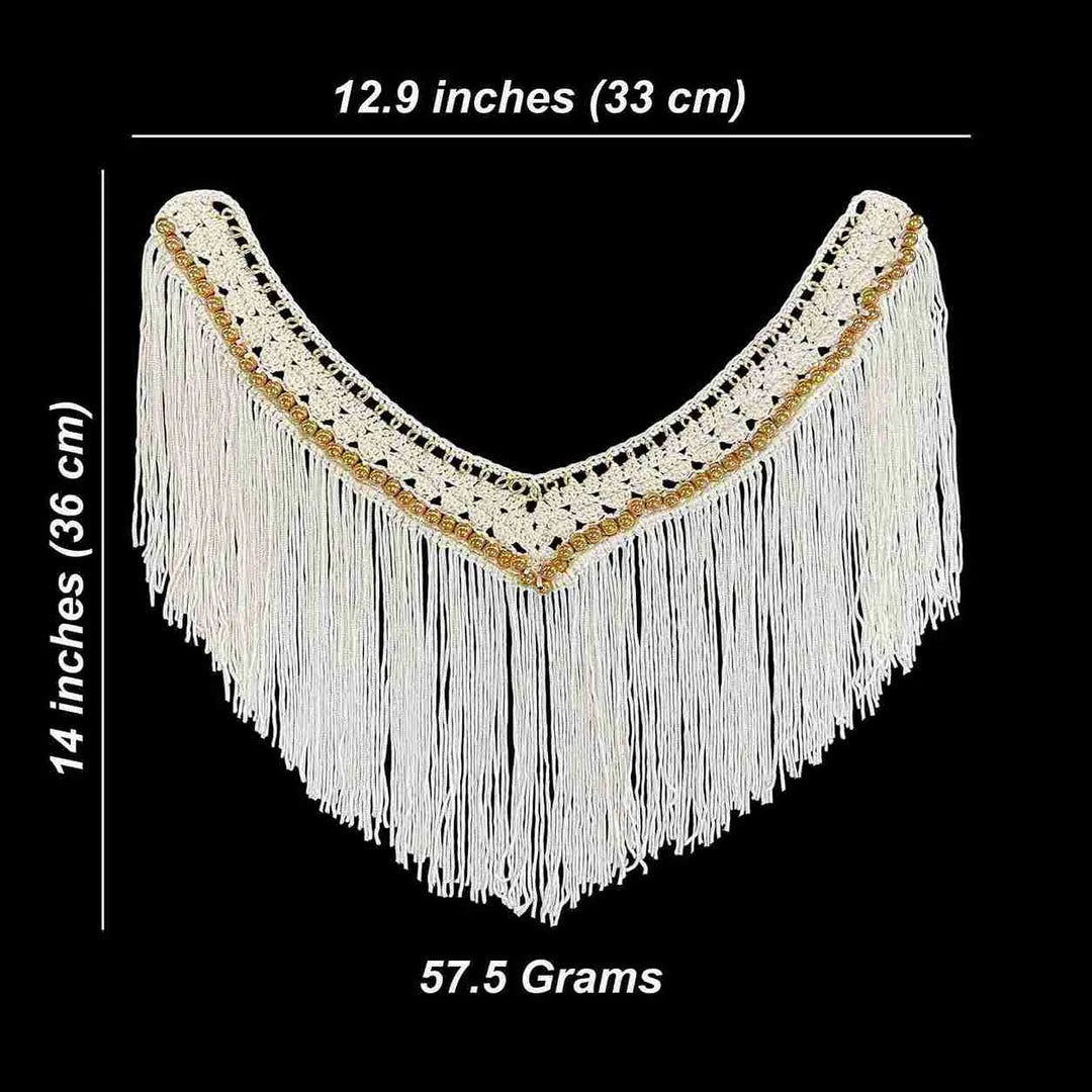 Boho Gold Beaded V-Neck Fringe Collar Patch