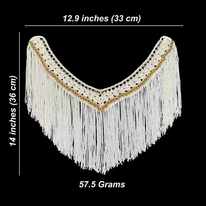 Boho Gold Beaded V-Neck Fringe Collar Patch