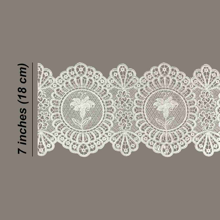 Italian Floral Medallion Guipure Lace Trim | 2 Meters | Width 18cm (7 Inches) 180mm