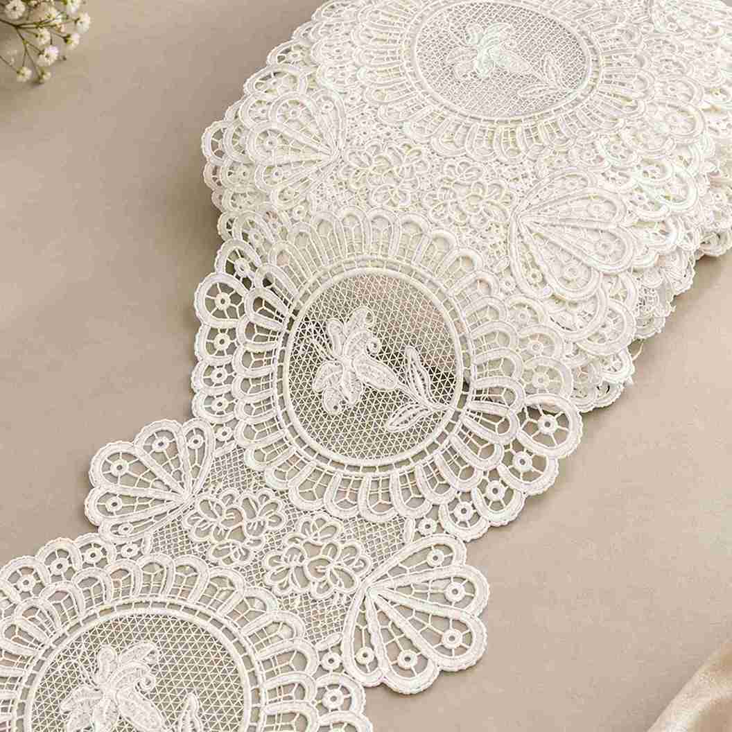 Italian Floral Medallion Guipure Lace Trim | 2 Meters | Width 18cm (7 Inches) 180mm
