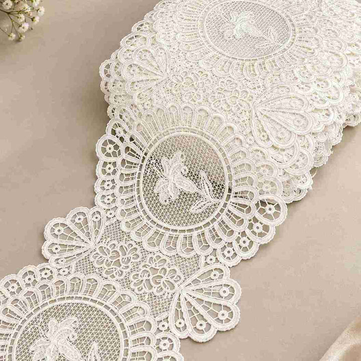 Italian Floral Medallion Guipure Lace Trim | 2 Meters | Width 18cm (7 Inches) 180mm